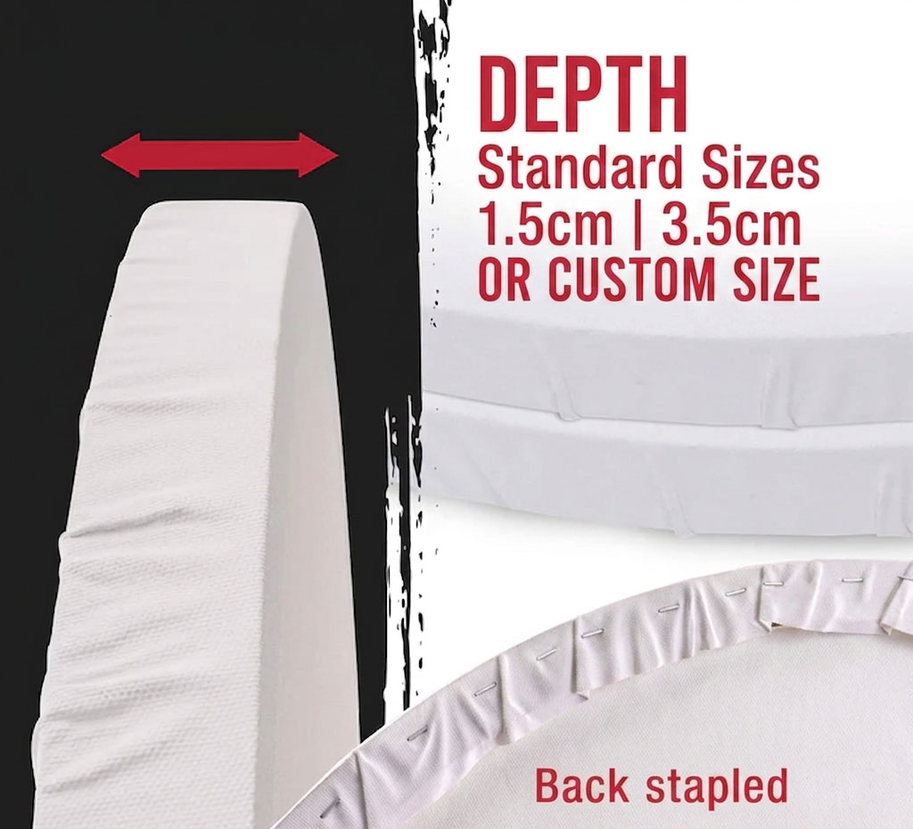 Round Linen Stretched Canvas Side View