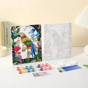 Cartoon Bird Series Pre-Printed Canvas Painting Sets for Adults & Kids