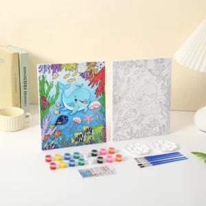 Pre-Printed Cartoon Ocean Animals Series Canvas Painting Set