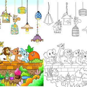 Zoo Animals Series Cartoon Pre-Printed Canvas Painting Sets for Adults & Kids