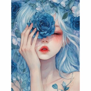 Aesthetic Anime Girl with Flowers Paint by Numbers Kit for Adults