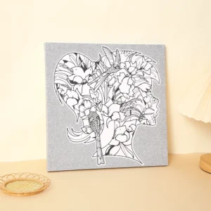 Floral Glitter Canvas Kit Sparkle DIY Art Set with Pre printed Design