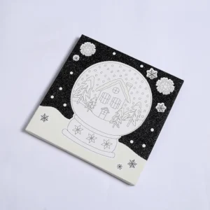 House Snow Globe Glitter Canvas Kit DIY Sparkle Art Set with Pre-printed Design