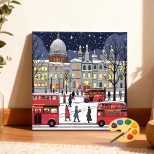 Illustrative Winter Cityscape DIY Paint by Numbers Kit Series