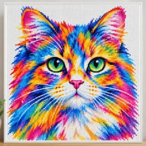 Colorful Cat Diamond Painting Kit – Rainbow Cat